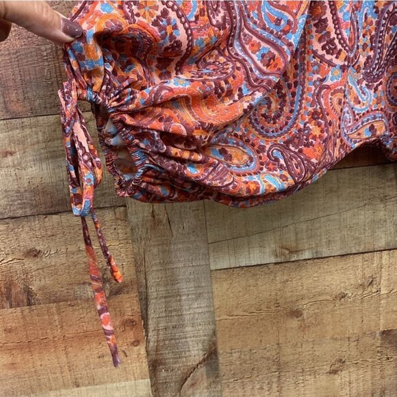 Umgee Womens Boho Paisley Print V-Neck Long Sleeve Blouse - Size L - Picture 3 of 6